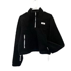 Nike Therma FIT Fleece Sherpa Faux Fur Crop Half Zip Teddy Pullover • Medium